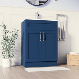 Belofay 600mm Bathroom Vanity Unit With Basin, White Ceramic Bathroom Sink With Trap And Waste, No Tap Included(Crawley Blue) - thumbnail 6