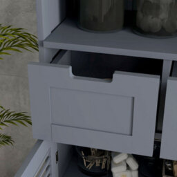 Kleankin Free Standing Bathroom Storage Cabinet With Louvred Doors, 2 Drawers, Grey - thumbnail 8