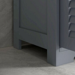 Kleankin Free Standing Bathroom Storage Cabinet With Louvred Doors, 2 Drawers, Grey - thumbnail 9