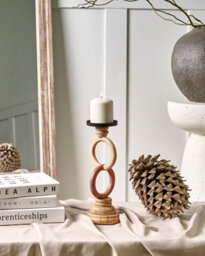 Beliani Candle Holder Waterford Pine Wood 29 Cm Multicolour - thumbnail 2