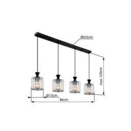 Luminosa Lighting Luminosa Jordana Bar Pendant Ceiling Light Matt Black 4X E27 - thumbnail 6