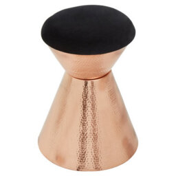 Premier Housewares Interiors By Premier Copper & Black Stool With Velvet Seat, Hammered Details Makeup Stool, Contemporary Ottoman Footstool - thumbnail 2