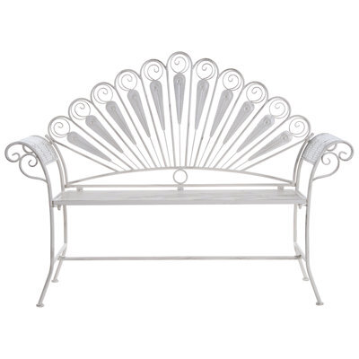 Beliani Garden Bench Pavia 146 Cm Metal Off-White - image 1