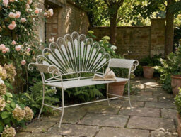 Beliani Garden Bench Pavia 146 Cm Metal Off-White - thumbnail 2
