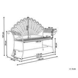 Beliani Garden Bench Pavia 146 Cm Metal Off-White - thumbnail 3