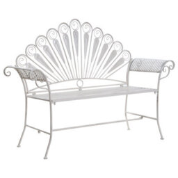 Beliani Garden Bench Pavia 146 Cm Metal Off-White - thumbnail 4