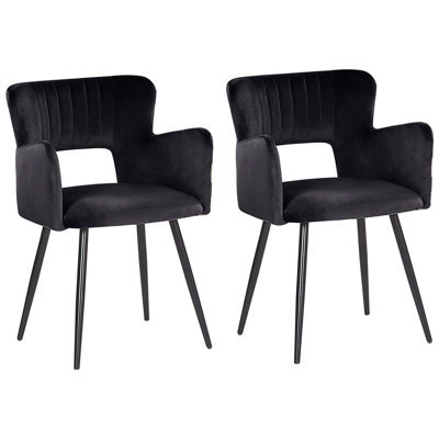 Beliani Set Of 2 Dining Chairs Sanilac Velvet Black - image 1