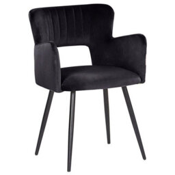 Beliani Set Of 2 Dining Chairs Sanilac Velvet Black - thumbnail 5