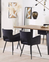 Beliani Set Of 2 Dining Chairs Sanilac Velvet Black - thumbnail 2