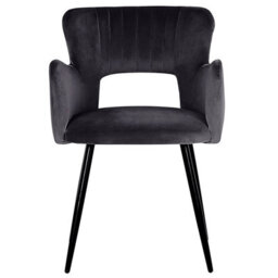 Beliani Set Of 2 Dining Chairs Sanilac Velvet Black - thumbnail 4