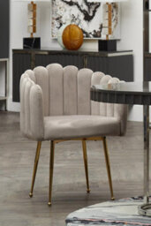 Orsina Mink Velvet Dining Chair, Modern Chair With Golden Legs, Lasting Accent Chair For Home, Office - thumbnail 5