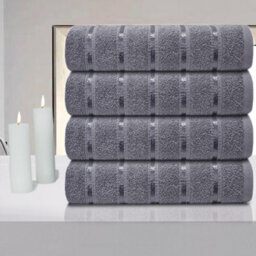 Casabella 4 Pk Bath Sheet Towel Set 80X140 Cm-Luxury 100% Cotton, Highly Absorbent Towel-Extra Large Bath Towels Silver