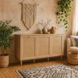 Wyld Haus Mallowmoss Rattan And Wood 3 Door Sideboard - thumbnail 1