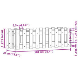 Berkfield Garden Raised Bed With Fence Design 100X30X30 Cm Solid Wood Douglas - thumbnail 9
