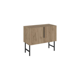 Decortie Modern Tona Console Cabinet W/soft-Close 2 Doors Sideboard Black Metal Legs 88(W)Cm, Natural Oak - thumbnail 2