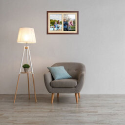 AK Frames 20X14 Rose Wood Modern Multi Photo Frame With Ivory Mount - Holds 2 Apertures (2X) A4 Photos - thumbnail 3
