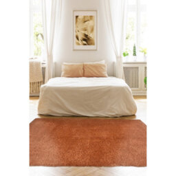 Melrose Super Soft Venus Shaggy Snuggly Plain Orange Area Rug 080/150Cm - thumbnail 6