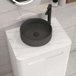 Royal Bathrooms Venice 600mm Gloss White Freestanding Bathroom Countertop Vanity Unit 2 Door With Art Round Basin - thumbnail 6