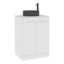 Royal Bathrooms Venice 600mm Gloss White Freestanding Bathroom Countertop Vanity Unit 2 Door With Art Round Basin - thumbnail 7