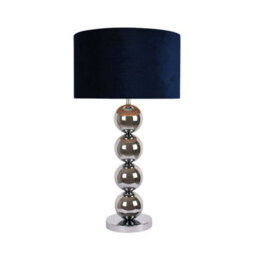 Pagazzi Lighting Pagazzi Aila Metal Sphere Lamp Chrome Table Lamp With Navy Shade - thumbnail 4