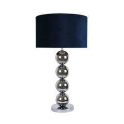 Pagazzi Lighting Pagazzi Aila Metal Sphere Lamp Chrome Table Lamp With Navy Shade - thumbnail 3