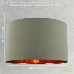 Happy Homewares Olive Green Cotton 20 Floor/pendant Lampshade With Shiny Copper Inner - thumbnail 6