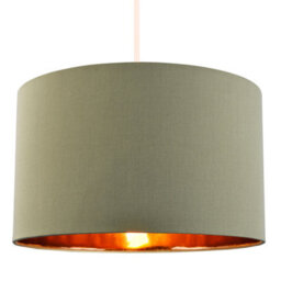 Happy Homewares Olive Green Cotton 20 Floor/pendant Lampshade With Shiny Copper Inner - thumbnail 2