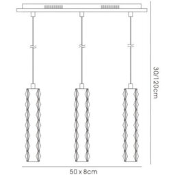 Luminosa Lighting Luminosa Galaxy Linear Pendant 3 Drop Led 6000K 3 X 3W Polished Chrome, Crystal - thumbnail 9