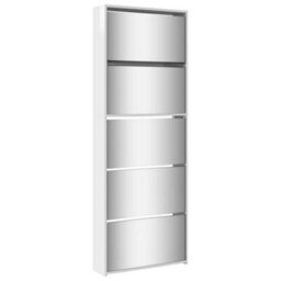 Berkfield Modern Shoe Cabinet With Mirror 5-Layer High Gloss White 63X17X169.5 Cm
