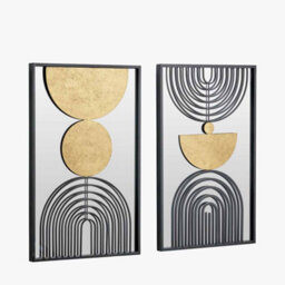 Pacific Lifestyle Set Of 2 Mirrored Black And Gold Metal Wall Art - thumbnail 3