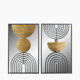 Pacific Lifestyle Set Of 2 Mirrored Black And Gold Metal Wall Art - thumbnail 2