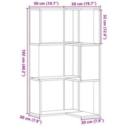 Berkfield Corner Bookcase 3-Tier Concrete Grey 50X50X102 Cm Engineered Wood - thumbnail 9