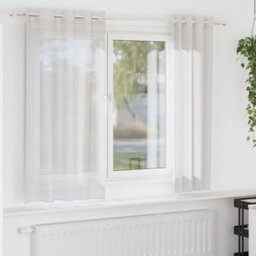 Berkfield Voile Curtains With Grommets 2 Pcs White - thumbnail 1
