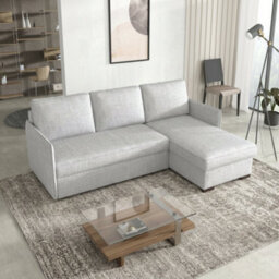 Megan Corner Sofa Bed For Living Room Polyurethane Foam Wave Spring Wooden Frame With Storage 220X90X160Cm Light Grey - thumbnail 1