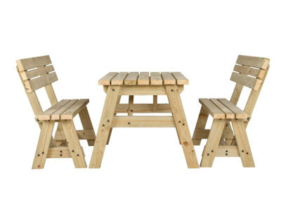 Arbor Garden Solutions Victoria Wooden Picnic Bench And Table Set, Outdoor Dining Set With Backrest (3Ft, Natural Finish) - image 1