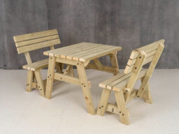 Arbor Garden Solutions Victoria Wooden Picnic Bench And Table Set, Outdoor Dining Set With Backrest (3Ft, Natural Finish) - thumbnail 4