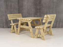 Arbor Garden Solutions Victoria Wooden Picnic Bench And Table Set, Outdoor Dining Set With Backrest (3Ft, Natural Finish) - thumbnail 3