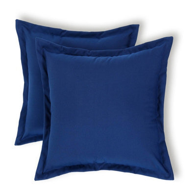 Homescapes Luxury Outdoor Cushions 2 Set, Waterproof Filled Cushion, Soft-Touch, Plain Navy Blue, For Garden And Indoors, 45X45 Cm - image 1