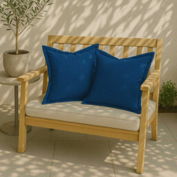 Homescapes Luxury Outdoor Cushions 2 Set, Waterproof Filled Cushion, Soft-Touch, Plain Navy Blue, For Garden And Indoors, 45X45 Cm - thumbnail 5