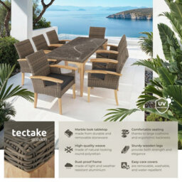 Tectake Garden Table And Chairs - Foggia Dining Table, 8 Rosarno Armchairs - Nature - thumbnail 2