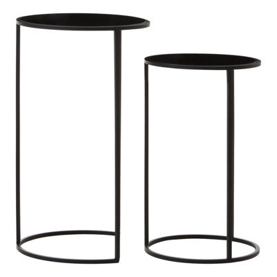 Orsina Avento Set Of Two Round Black Plant Stands - image 1