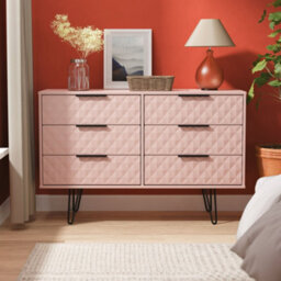 Anzio Matt Kobe Pink No Effect 6 Drawer Chest (H)737mm (W)1130mm (D)395mm