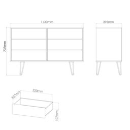 Anzio Matt Kobe Pink No Effect 6 Drawer Chest (H)737mm (W)1130mm (D)395mm - thumbnail 7