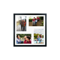 AK Frames 12X12 Black Sleek Multi Photo Frame With White Mount - Holds 4 Apertures (4X) 6X4 Photos