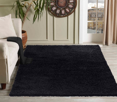 Desire Rugs Plain Living Room Shaggy Area Rugs Black 60X110 Cm - image 1