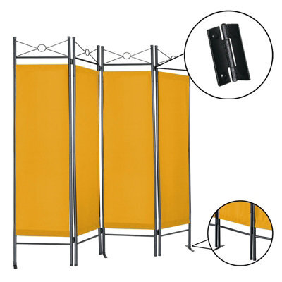 D Pro T Homeware Folding Room Divider Yellow 4-Panel Privacy Screen & Wall Partition Separator - image 1