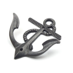 Oakcrafts - Antique Cast Iron Anchor Design Double Coat Hook - 135mm High - thumbnail 1