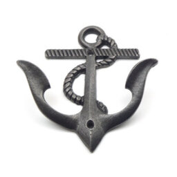 Oakcrafts - Antique Cast Iron Anchor Design Double Coat Hook - 135mm High - thumbnail 3