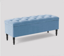 90Cm Swiss Chesterfield Ottoman Storage Bench- Plush Velvet Shoe Bench - Duck Egg Upholstery Footstool With Storage - thumbnail 3