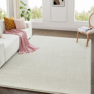 Bedlooms Cream Pashmina Rug 200X290Cm, Soft Thick Piles, Hypoallergenic Modern Area Rugs And Bedroom Rug